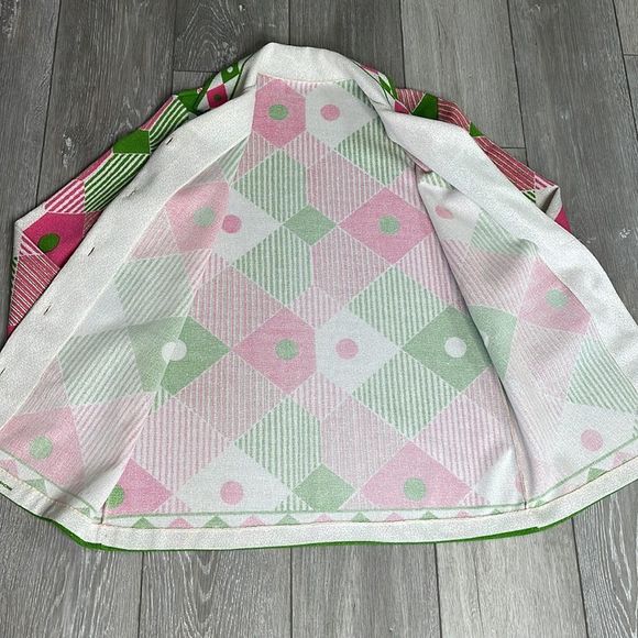 Vintage 1970s Abstract Polyester Button Front Top - Picture 6 of 16